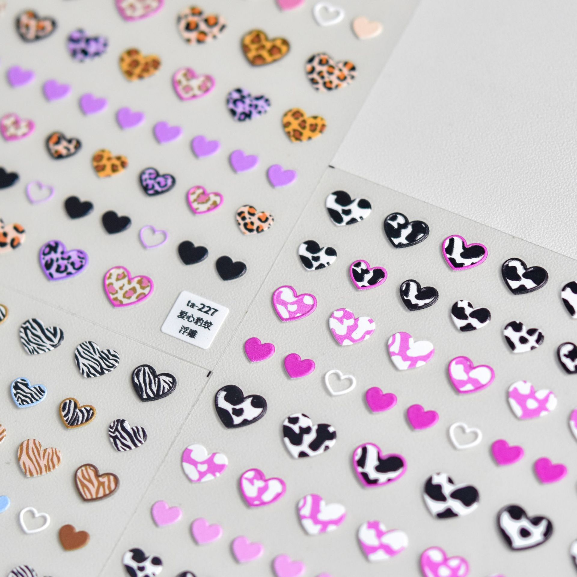 Nail Art Zebra Design - Zwierzę wzorzyste miłość serce naklejka do