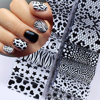 Nail Art Zebra Design - 10 sztuk folii do zdobienia paznokci