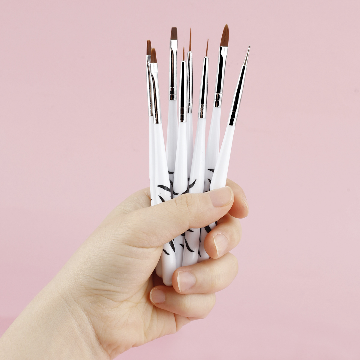 Nail Art Zebra Design - Zestaw pędzli do paznokci z uchwytem