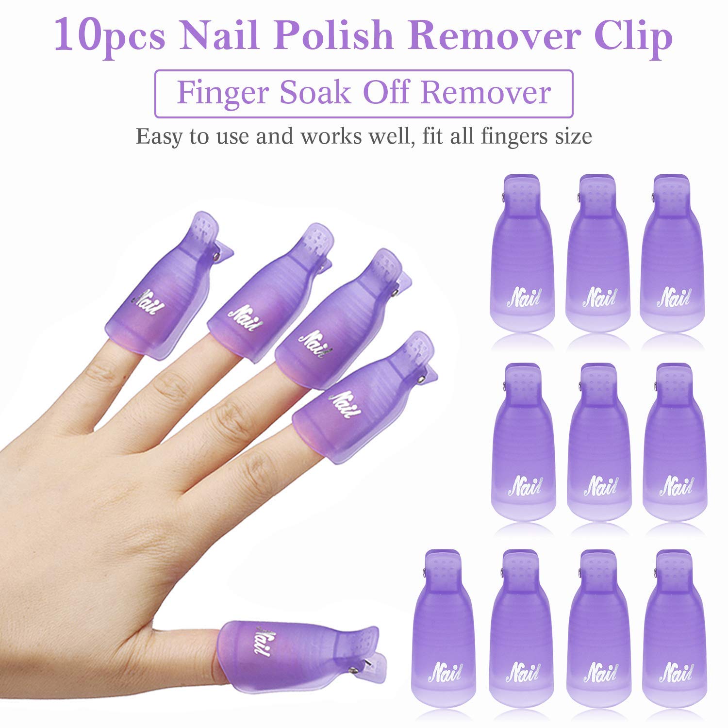 Nail Art Gel Polish - 10 szt. Plastikowe klipsy do usuwania