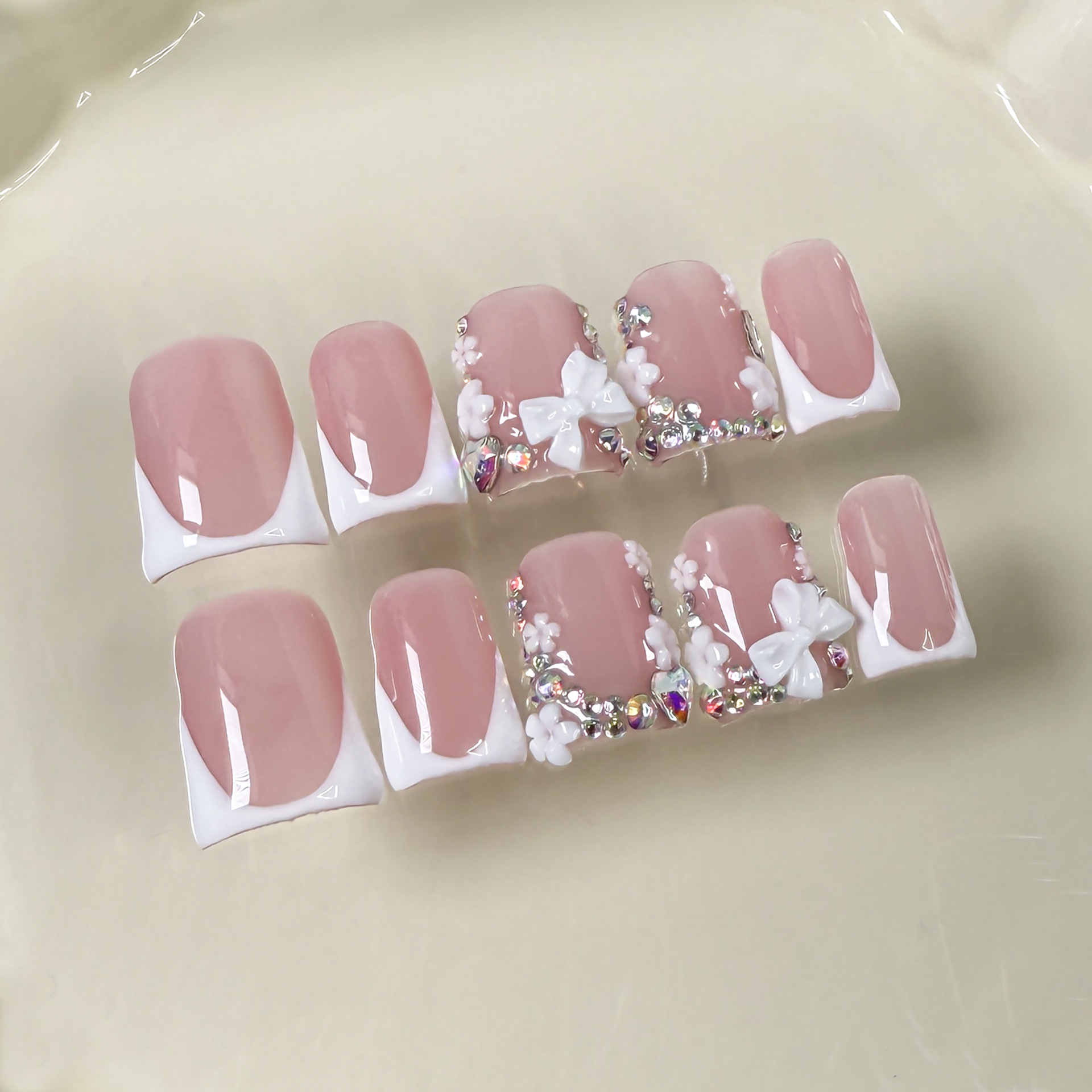 10szt Różowy Duckbill Ręcznie  – Nail Art Full Design recenzja i cena